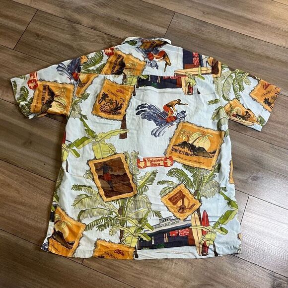 Vintage Quiksilver Tan Short‎ Sleeve Striped Buttonup Men Medium O-59 - Picture 6 of 6